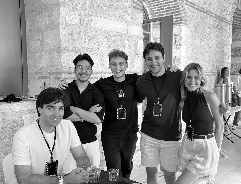 Five node101 team members at an event
