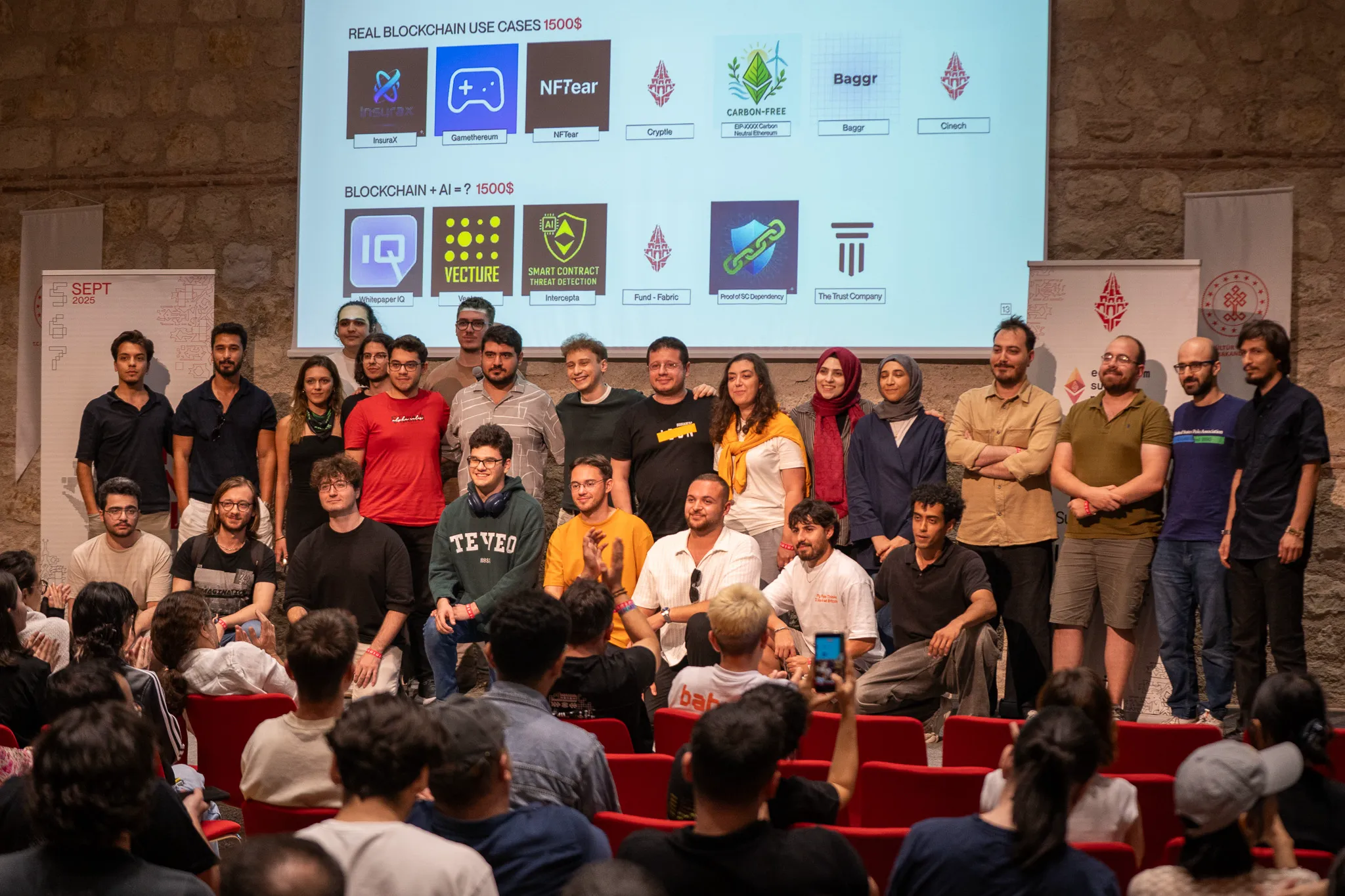 Hackathon finalists at the ETHIstanbul ceremony
